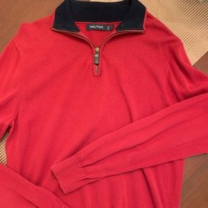 Men’s Nautica zip front red & navy shirt